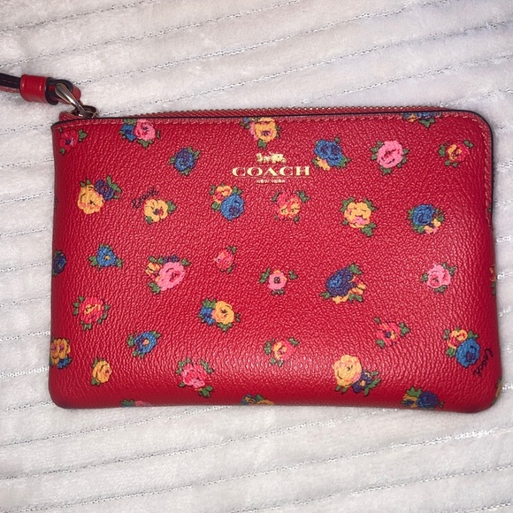 Coach Red Wristlet with Colorful Floral Design NWOT - Picture 2 of 6